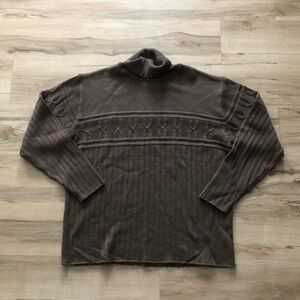 Elegant Wool Blend Turtleneck Sweater for Men - Rich Brown